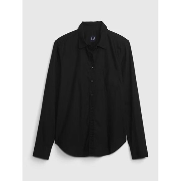 GAP True Black Cotton Poplin Button-Up Classic Shirt, Size S - Picture 4 of 14